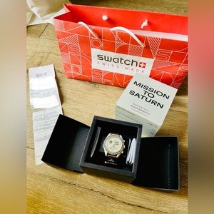Brand New NWT Swatch x Omega Bio Ceramic Moonswatch Mission to Saturn